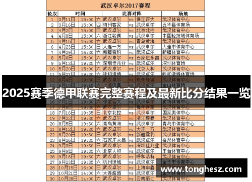 2025赛季德甲联赛完整赛程及最新比分结果一览